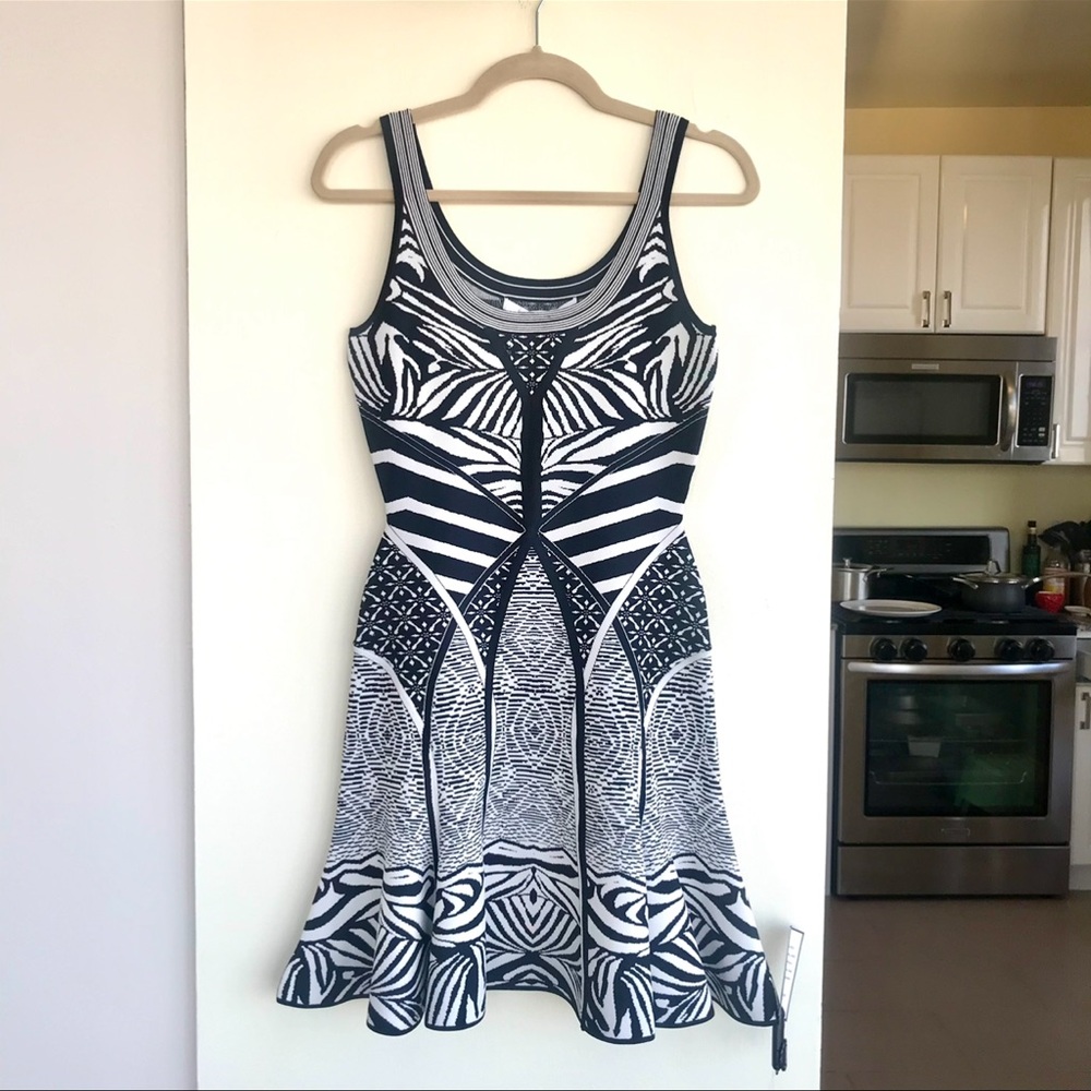 DVF fanny sleeveless fit and flare zebra tattoo dress